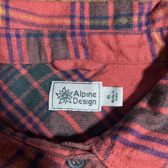Alpine Design Women’s XL Midweight Flannel Red Bison Plaid AD Hike Long Sleeve - Picture 4 of 7